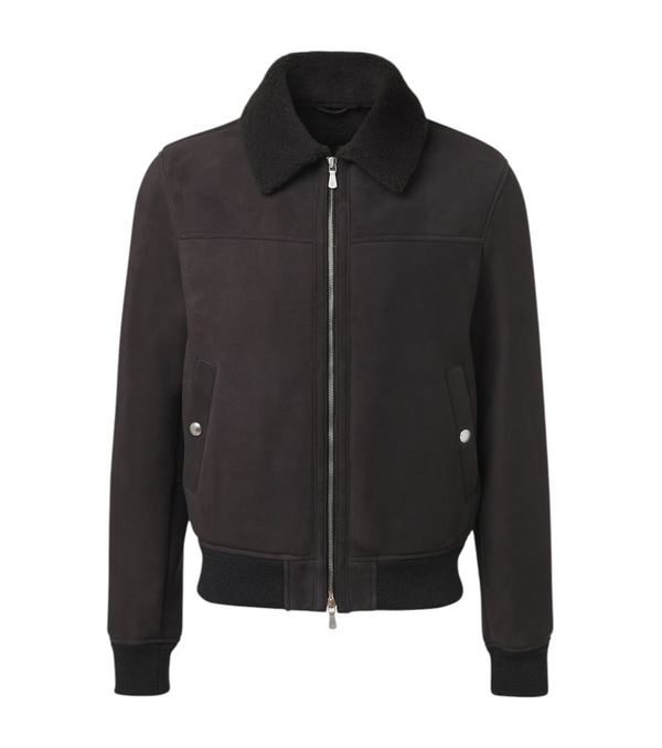 Eleventy Shearling-lined suede jacket