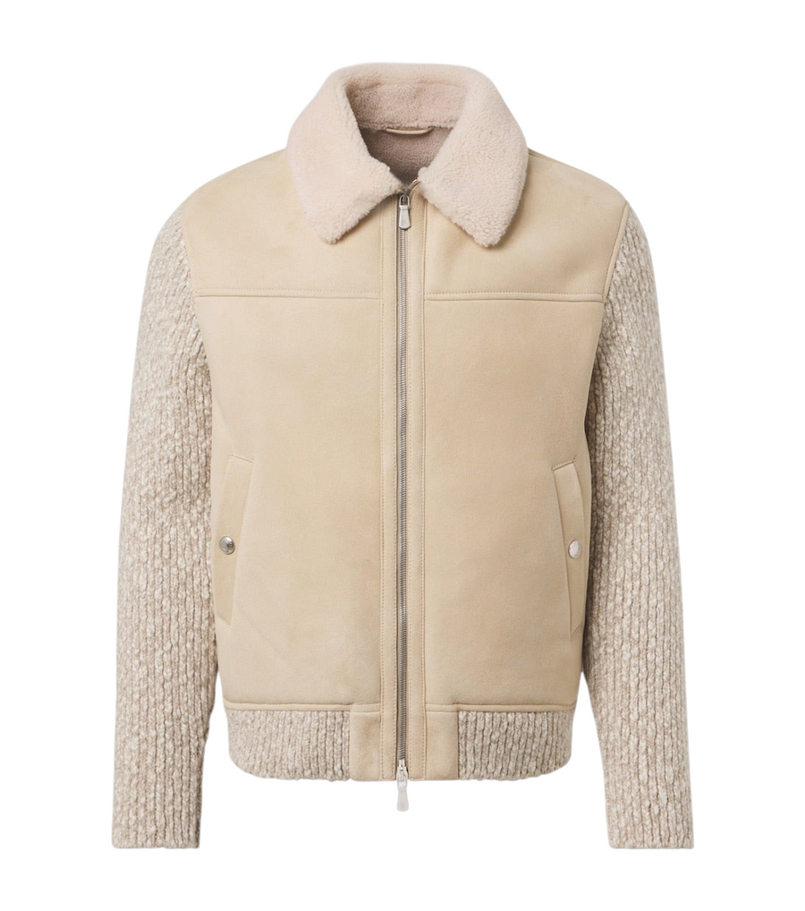 Eleventy Suede and wool-blend jacket