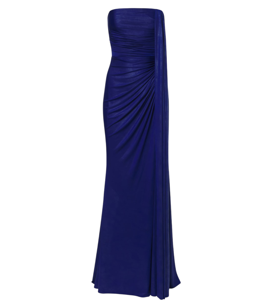 Elie Saab Draped coated jersey bustier gown
