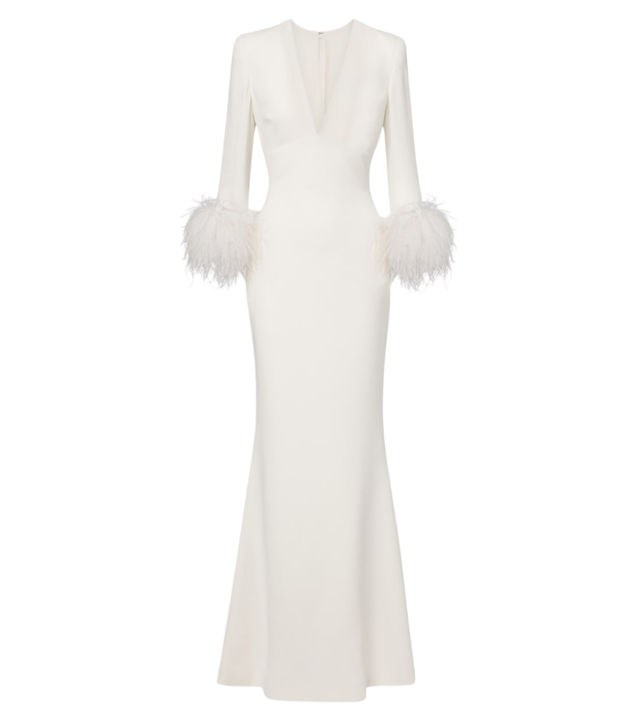 Robe en cady ornée de plumes Elie Saab