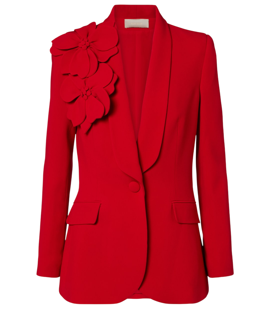 Elie Saab Floral-appliqué cady blazer