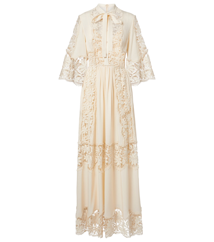 Elie Saab Georgette and macramé gown