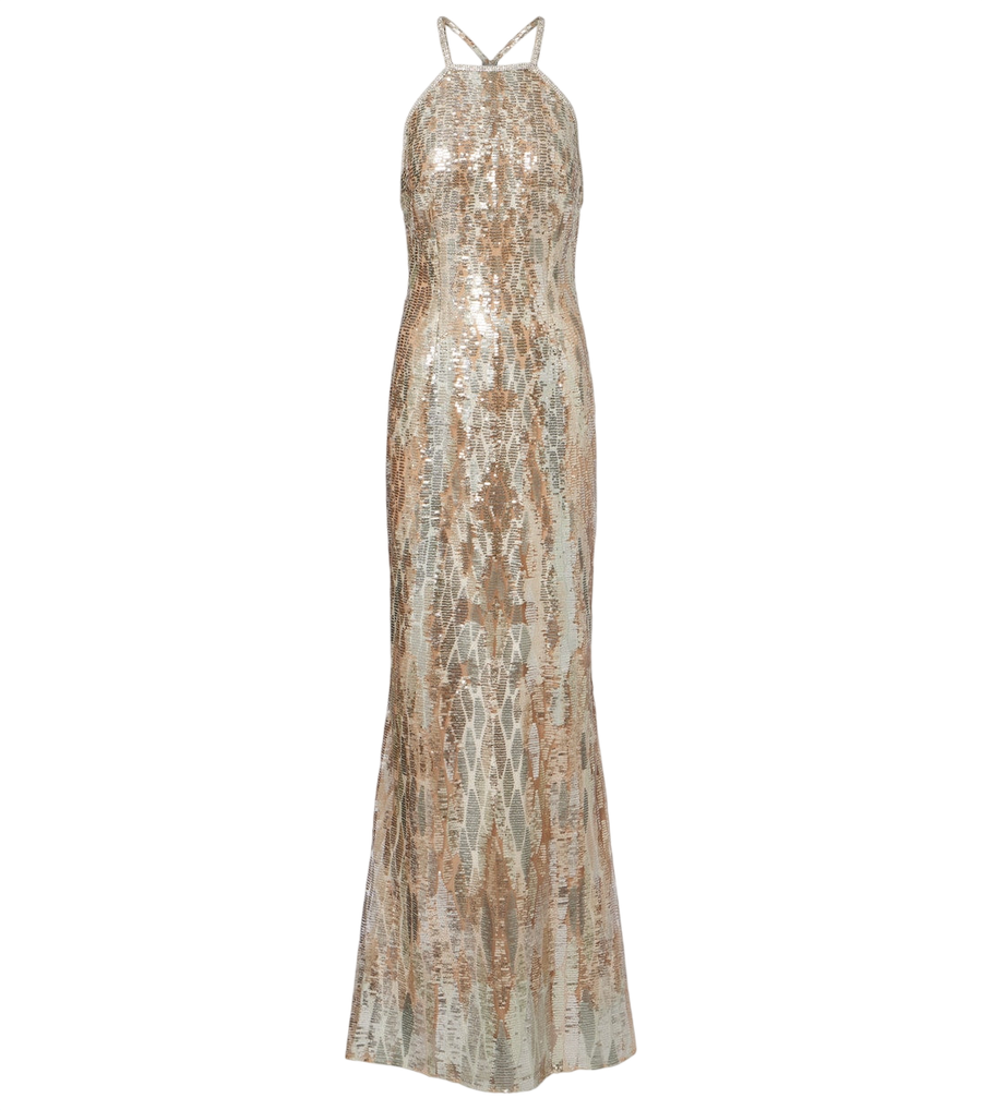 Robe Elie Saab en soie mélangée à sequins