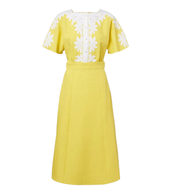 Valentino Embroidered linen midi dress