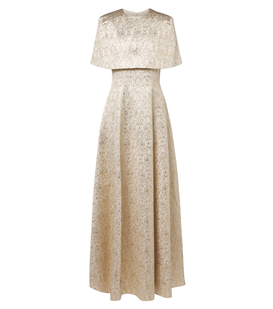 Vestido largo de jacquard floral con capa Lucretia de Emilia Wickstead