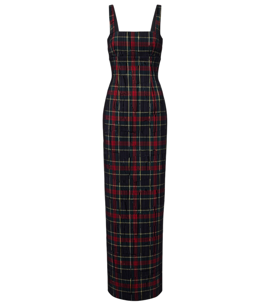 Vestido largo de cuadros Micheline de Emilia Wickstead
