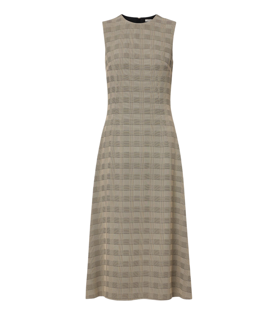Emilia Wickstead Vestido midi Rumi aos quadrados príncipe de Gales