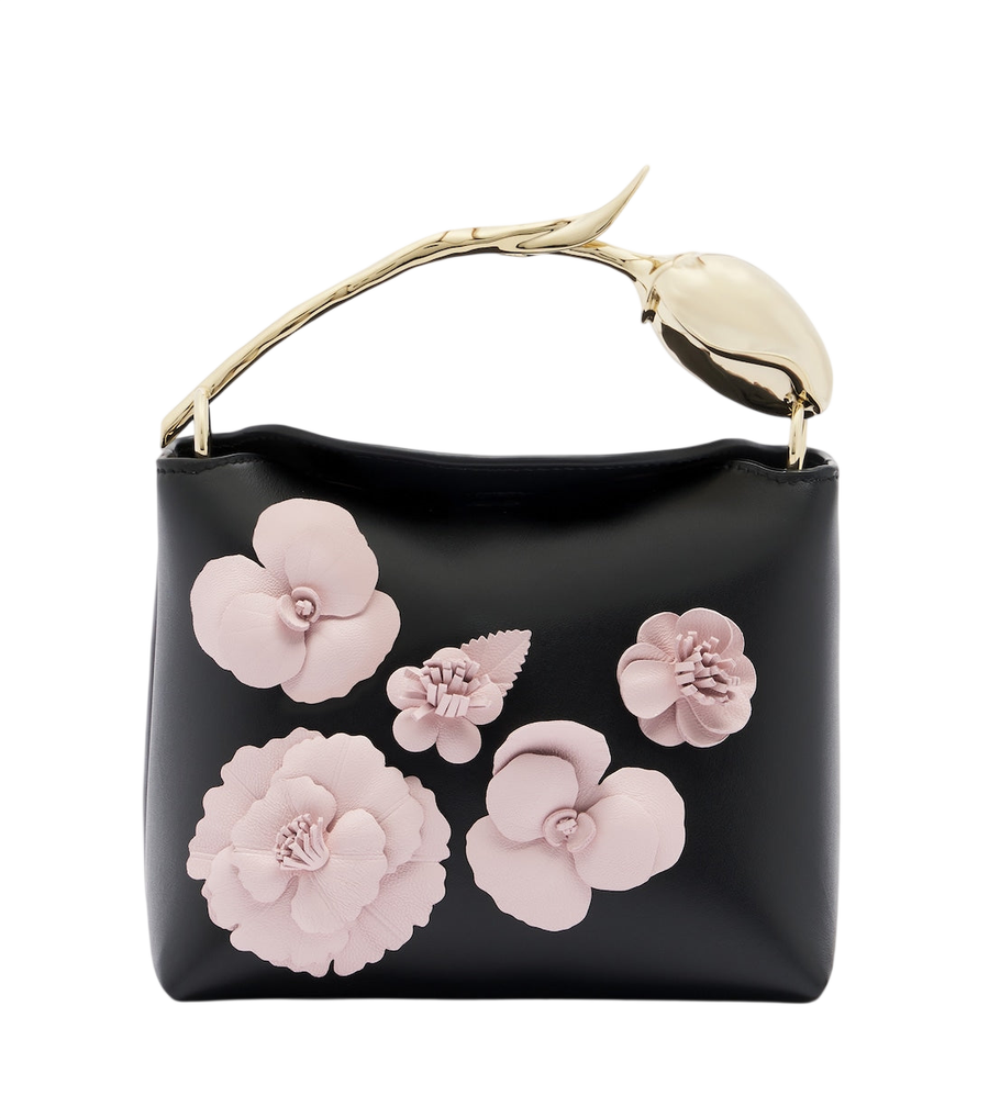 Erdem Bloom Mini appliqué leather top-handle bag