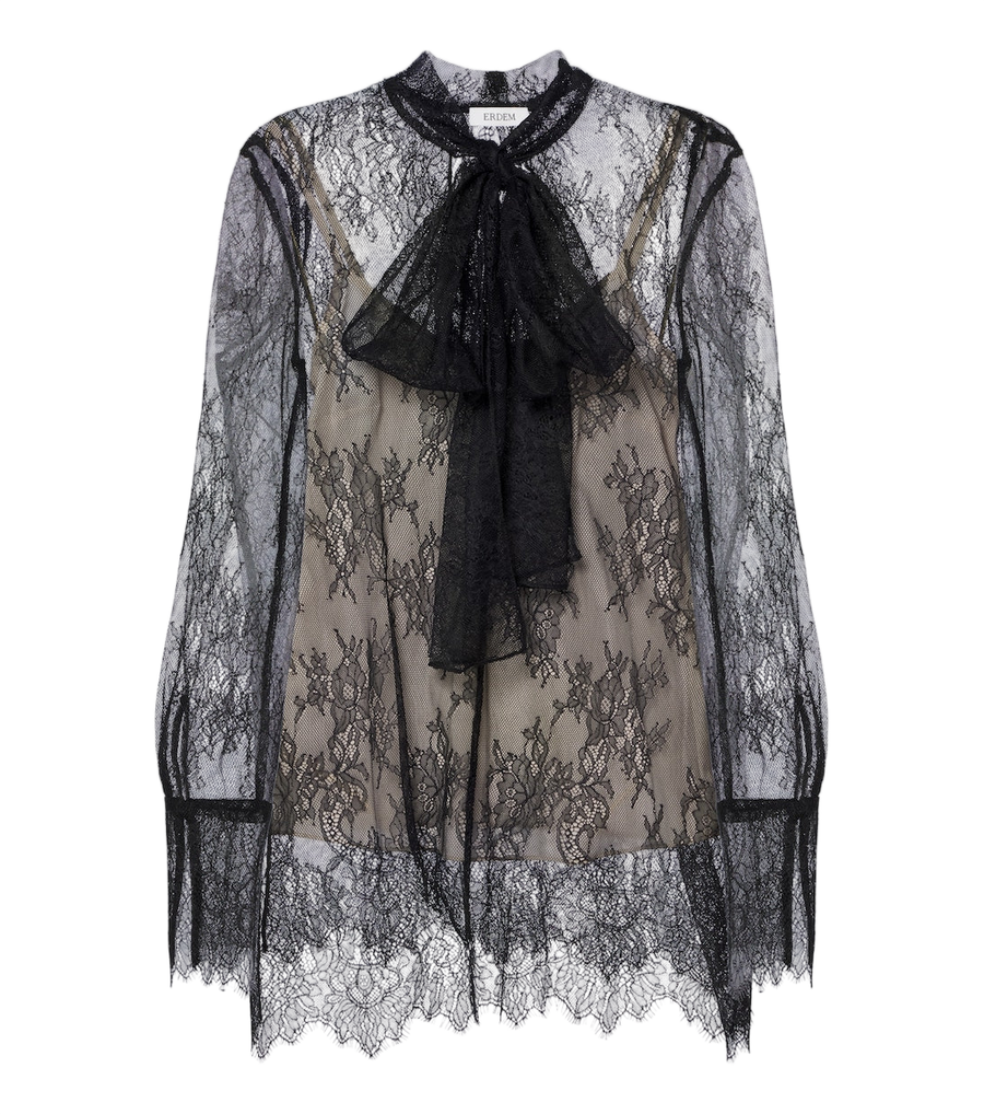 Erdem Bow-detail floral lace blouse