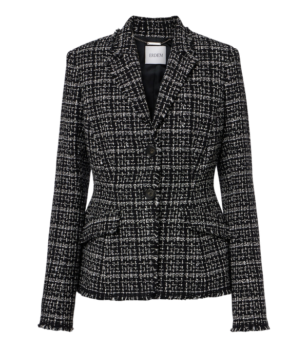 Erdem Checked cotton-blend tweed jacket