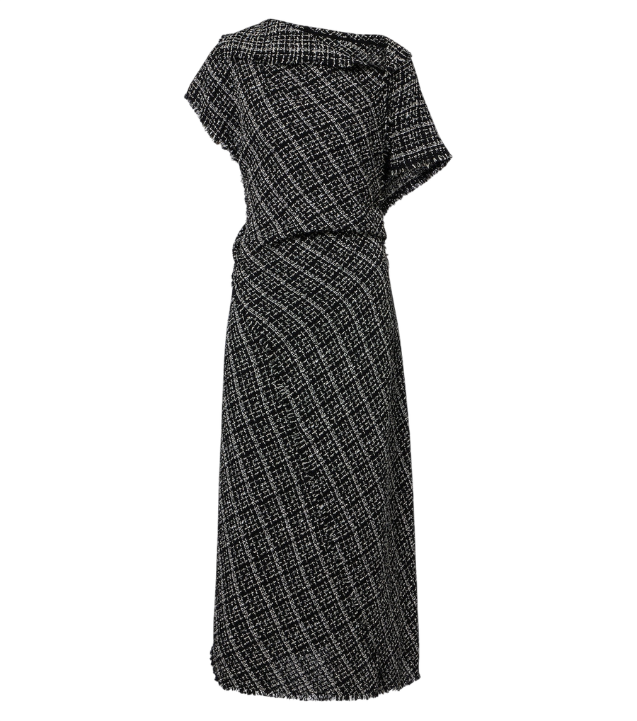 Erdem Checked cotton-blend tweed midi dress