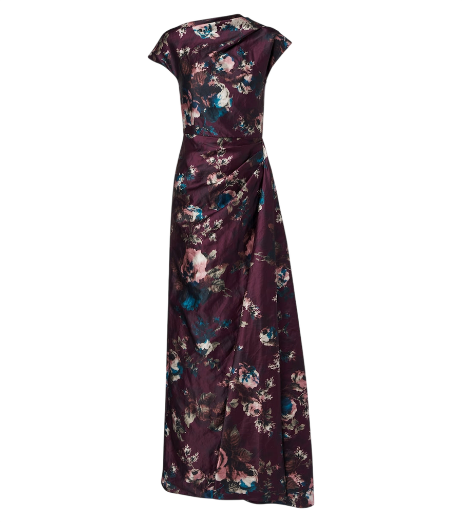 Erdem Draped floral satin gown