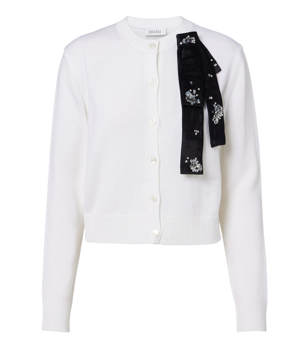 Erdem Embellished wool cardigan