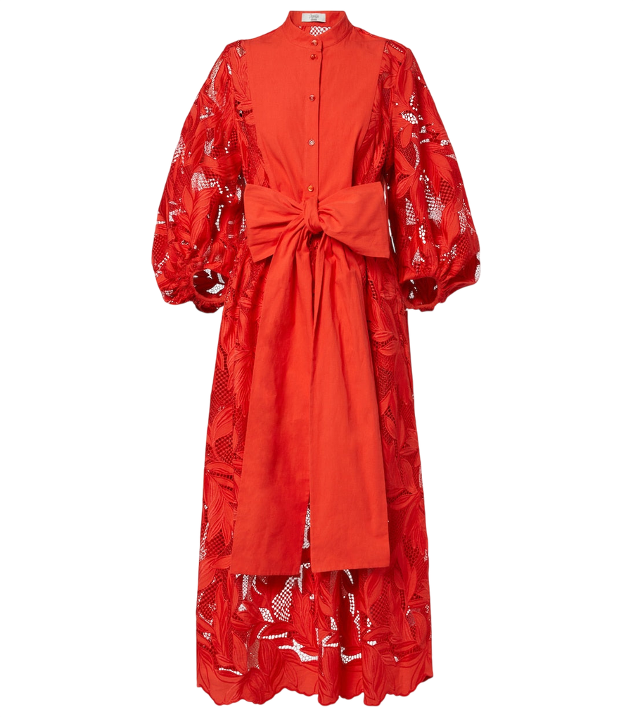 Erdem Vestido midi em malha de rede bordada