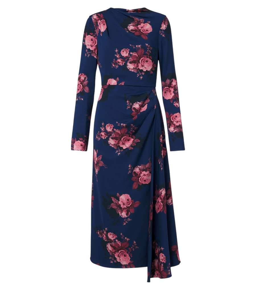 Vestido midi de cady con estampado floral de Erdem