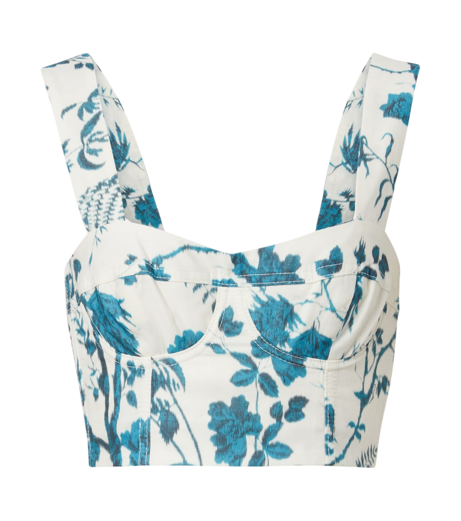 Haut court Erdem en coton et lin à fleurs