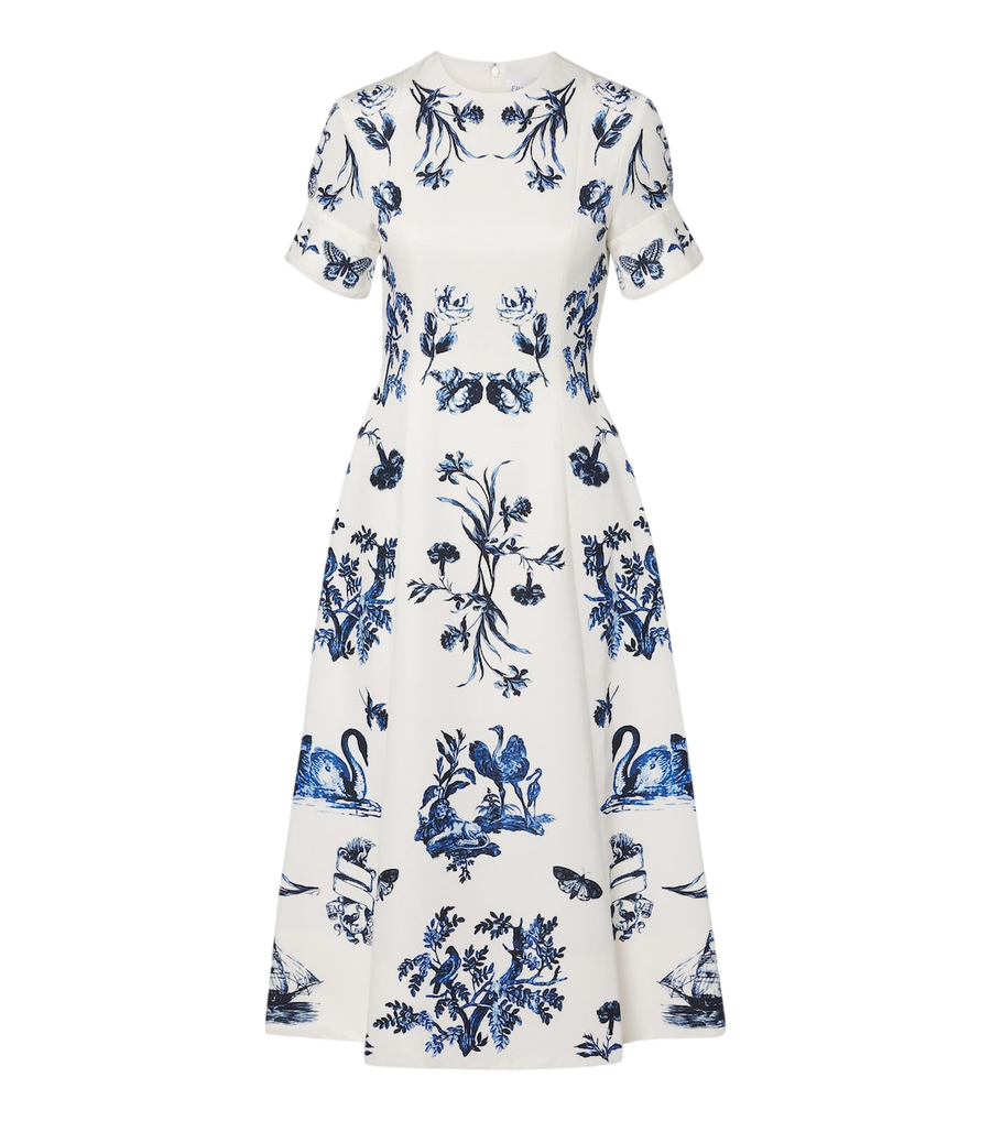 Erdem Abito midi floreale in faille misto cotone