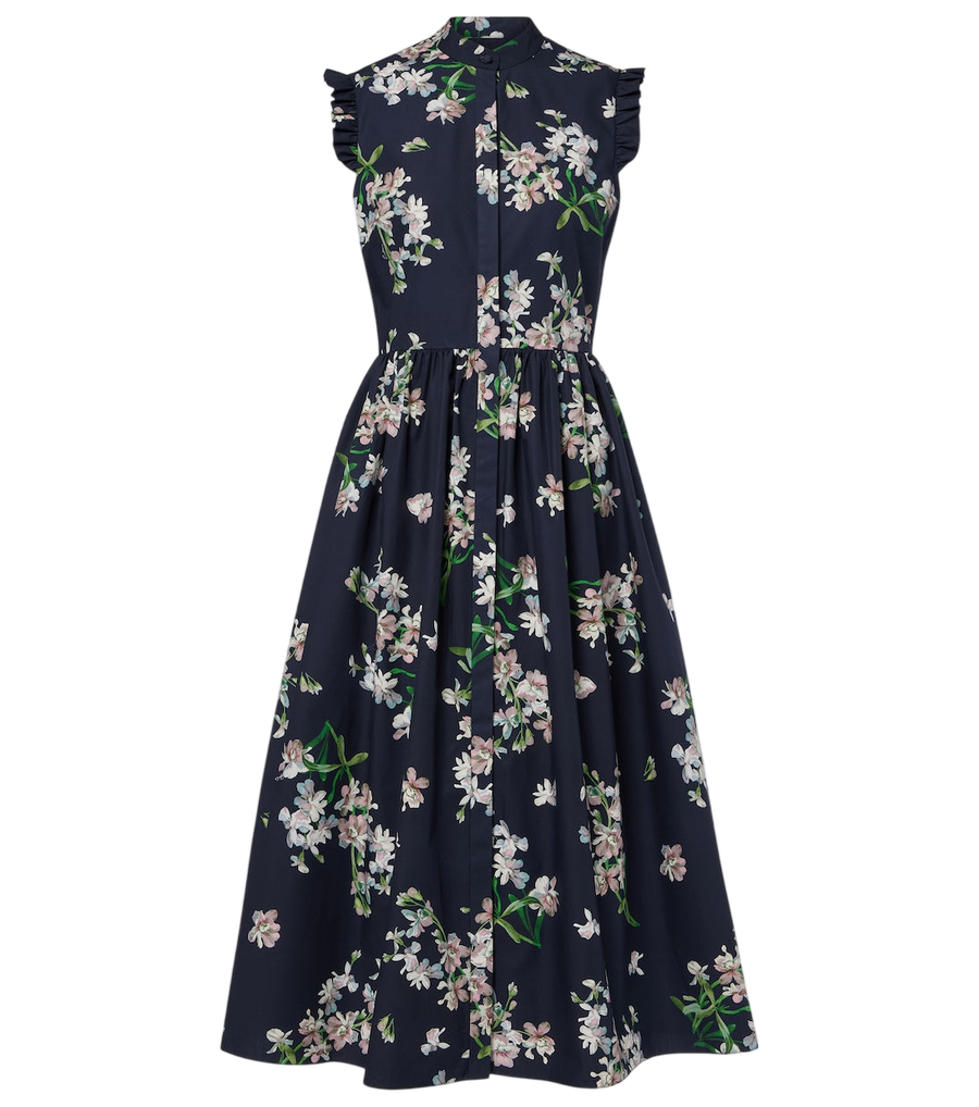 Vestido midi de algodón con estampado floral de Erdem