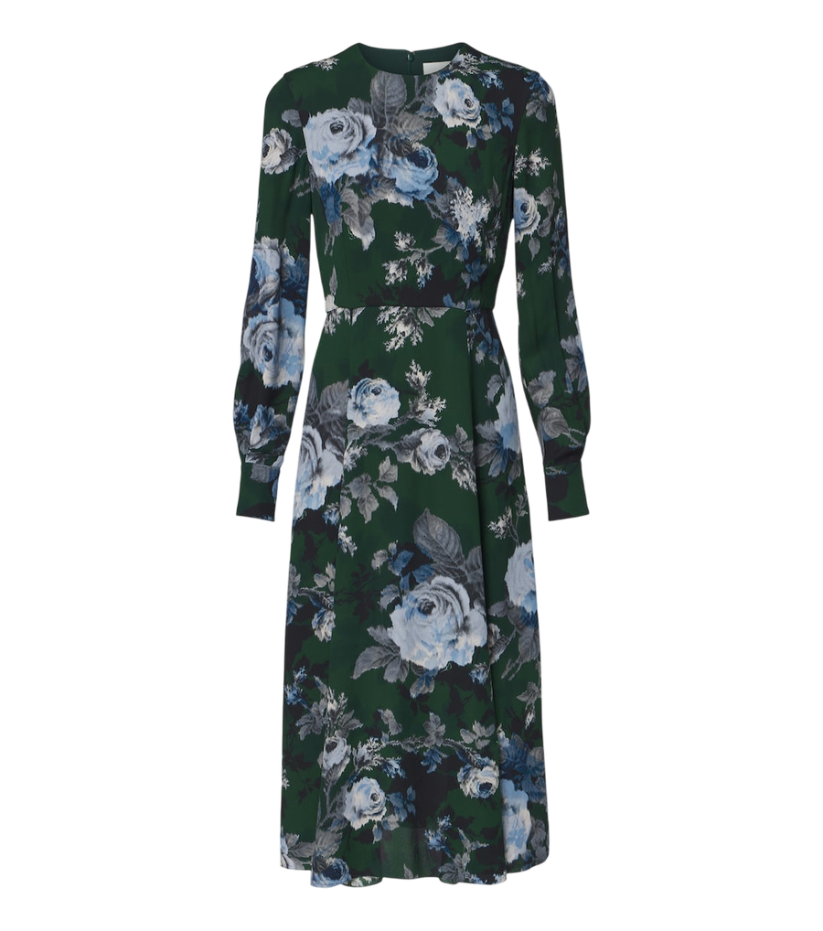 Robe midi en crêpe à fleurs Erdem