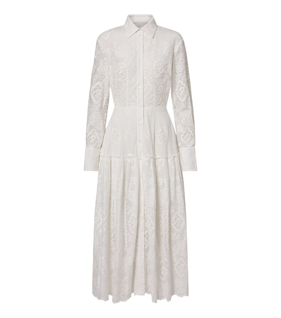 Erdem Floral embroidered cotton shirt dress