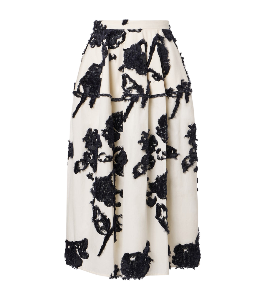 Erdem Floral fil coupé poplin midi skirt