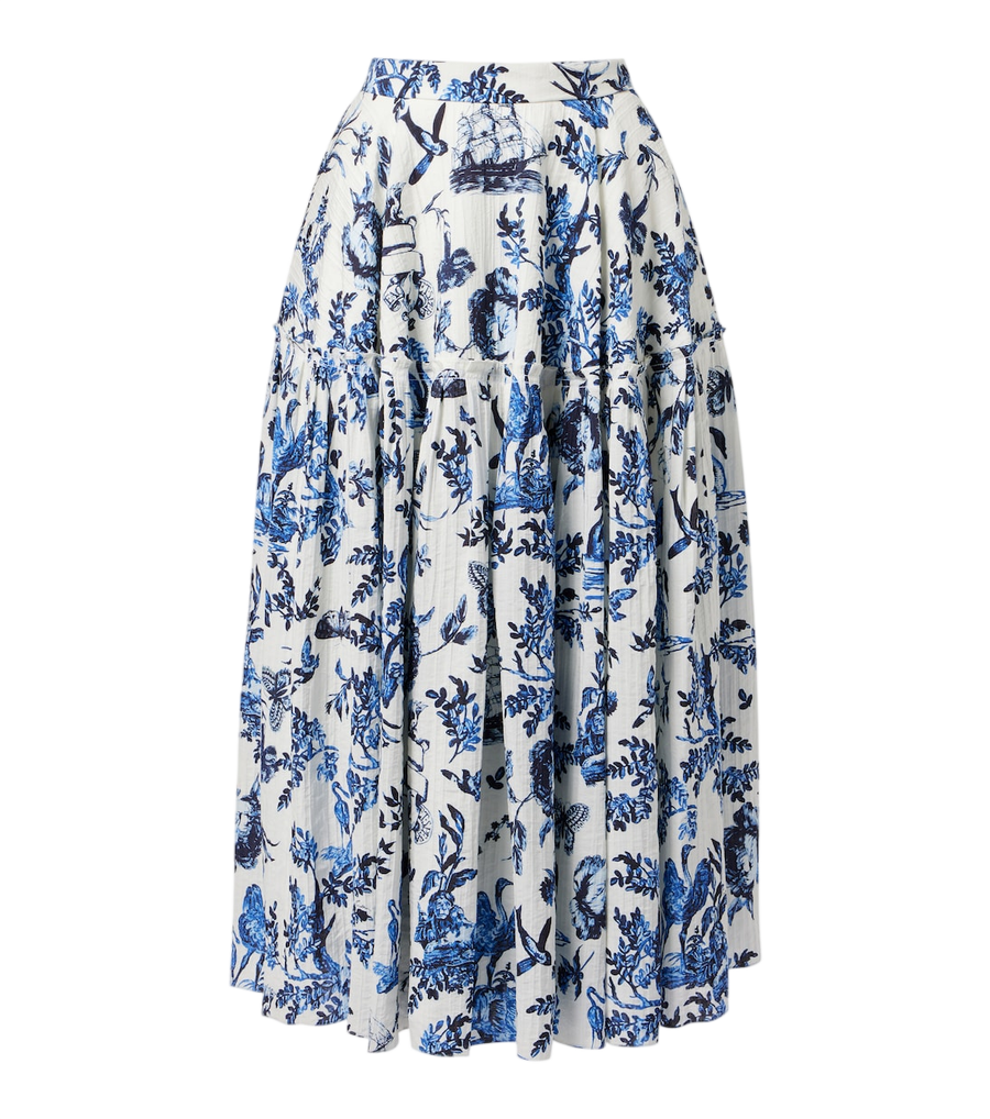 Falda midi de jacquard floral Erdem