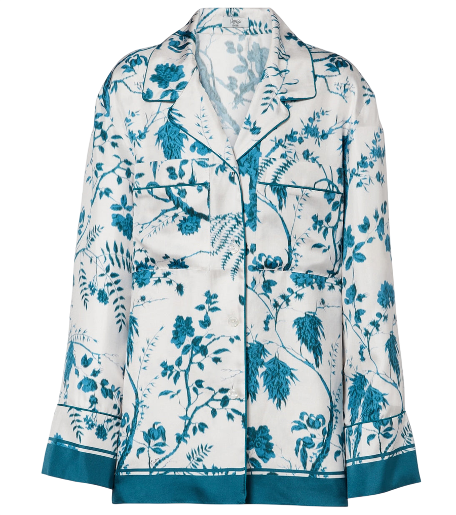 Camisa de pijama de seda con estampado floral de Erdem