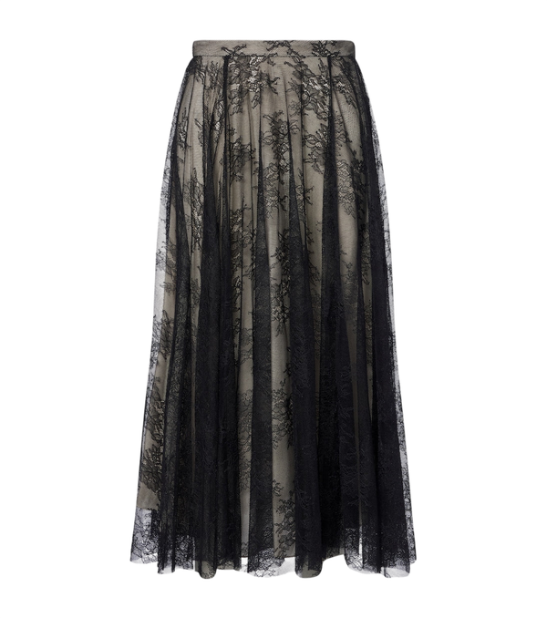 Erdem Gonna midi plissettata in pizzo floreale