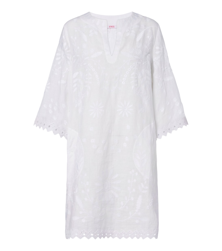 Eres Aigue-Marine embroidered linen minidress