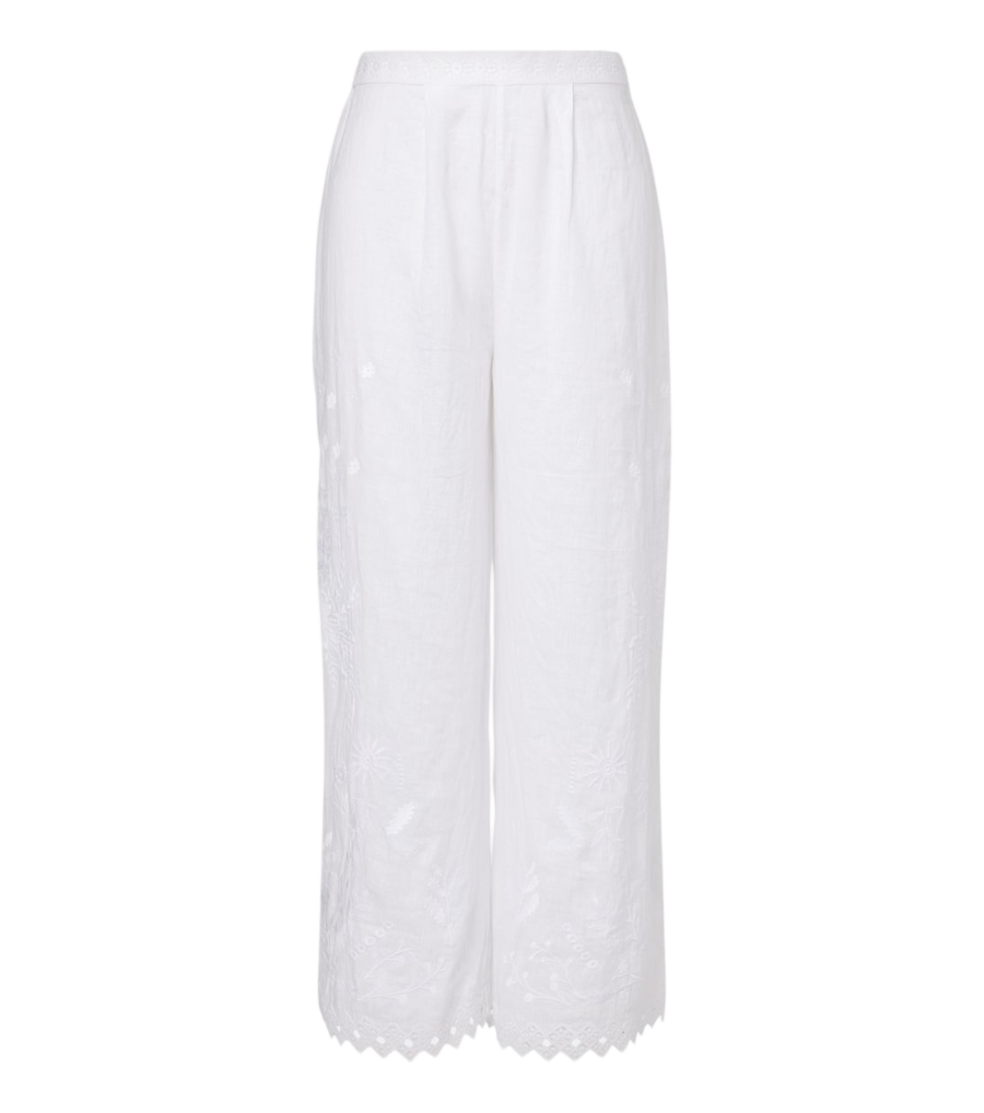 Eres Albatre embroidered linen wide-leg pants