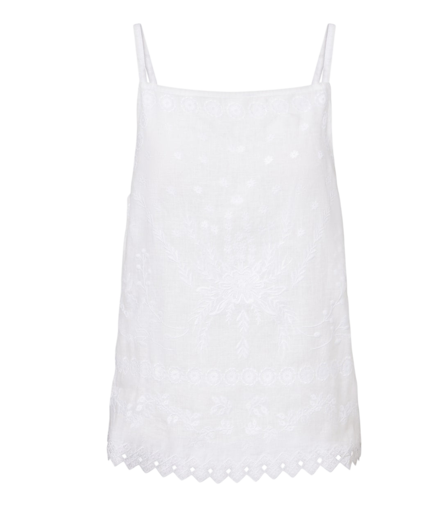 Top de lino bordado Eres Corail