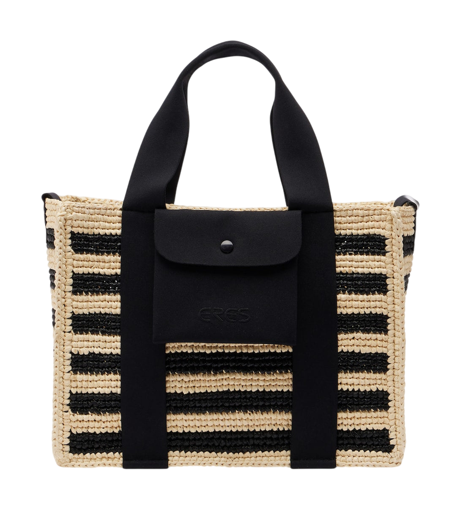 Sac à poignée supérieure Voyageur Mini en raphia, de Eres
