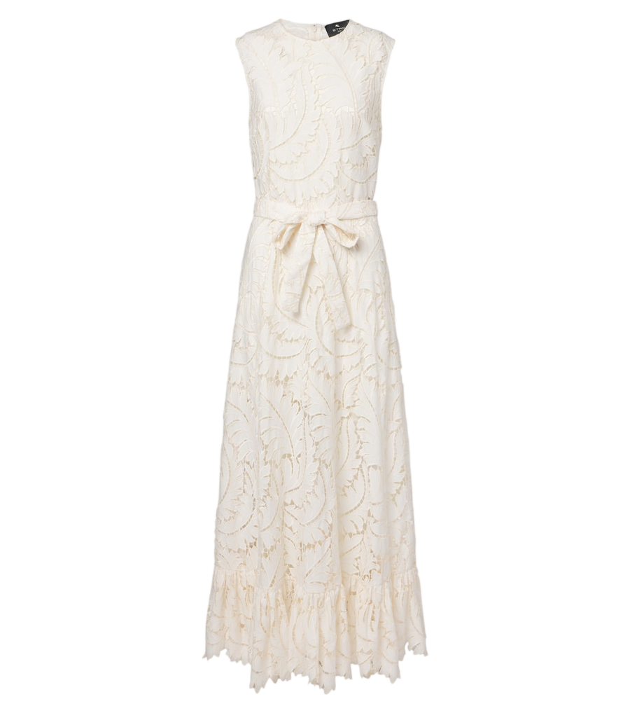 Robe longue Etro en dentelle guipure de coton à ceinture