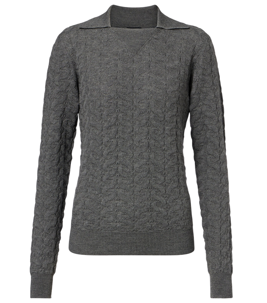 Etro Cable-knit wool polo sweater