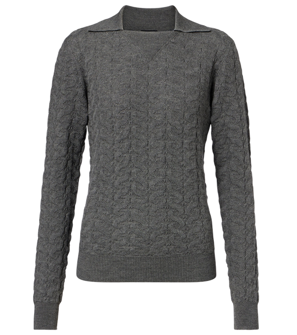 Etro Cable-knit wool polo sweater