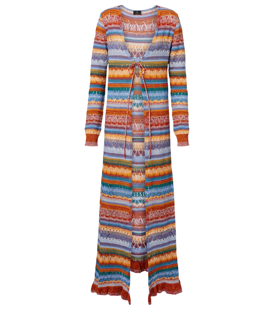 Etro Crochet striped cotton cardigan
