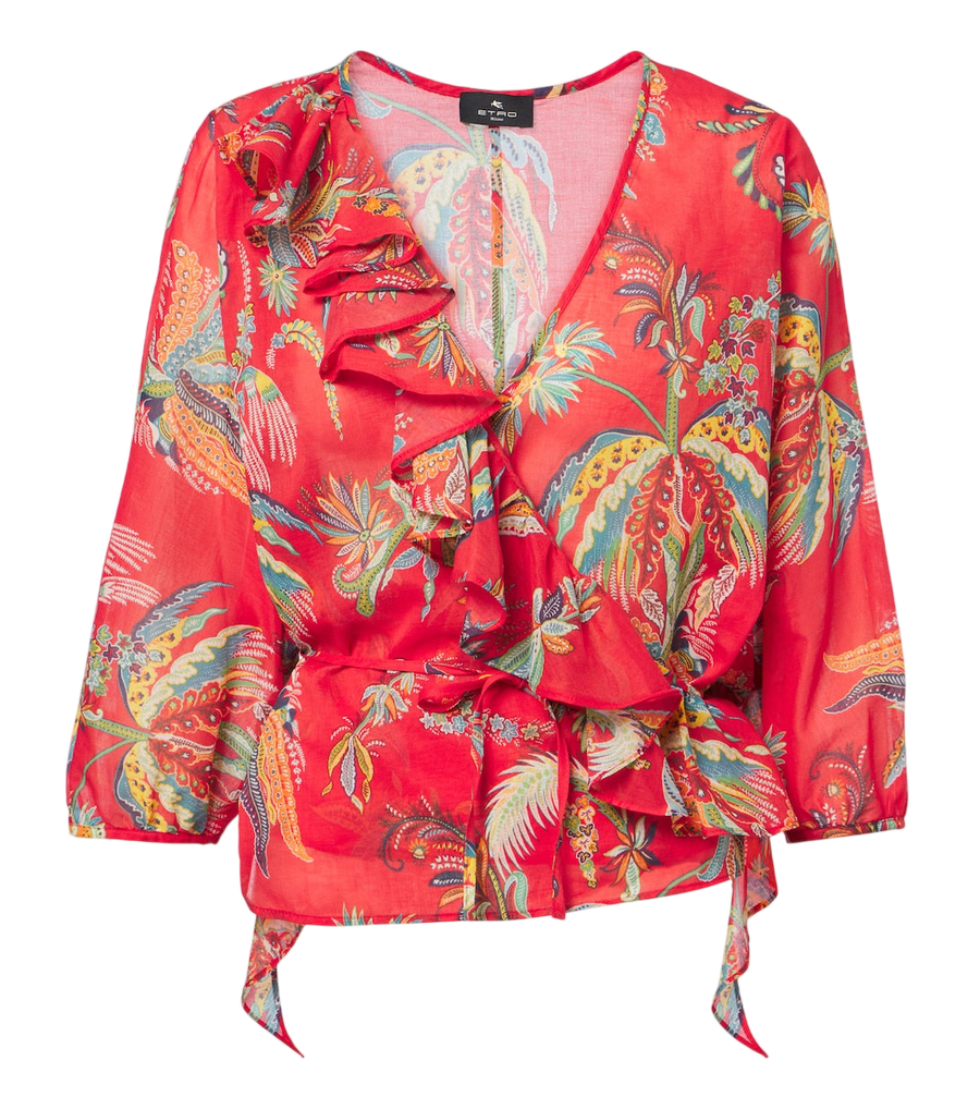 Top cruzado de algodón con estampado floral de Etro