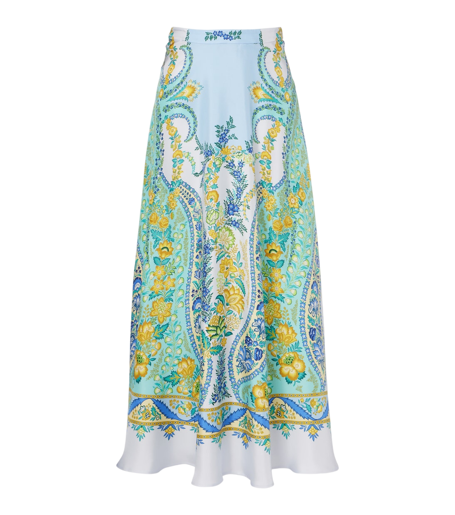 Falda larga de seda con estampado floral de Etro