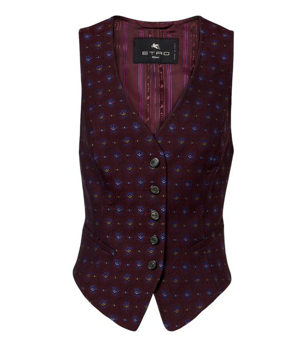 Etro Floral wool and cotton jacquard vest
