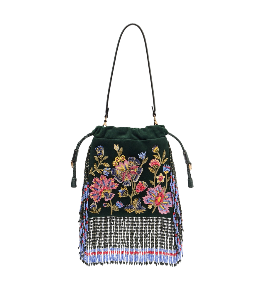 Bolso de hombro Etro Kalispera Small de ante con cuentas