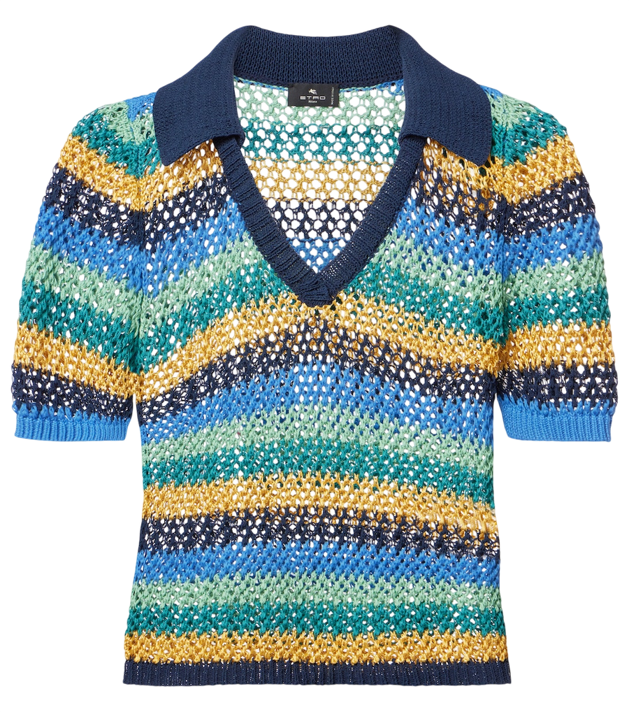 Haut court en mélange de coton rayé en maille Etro