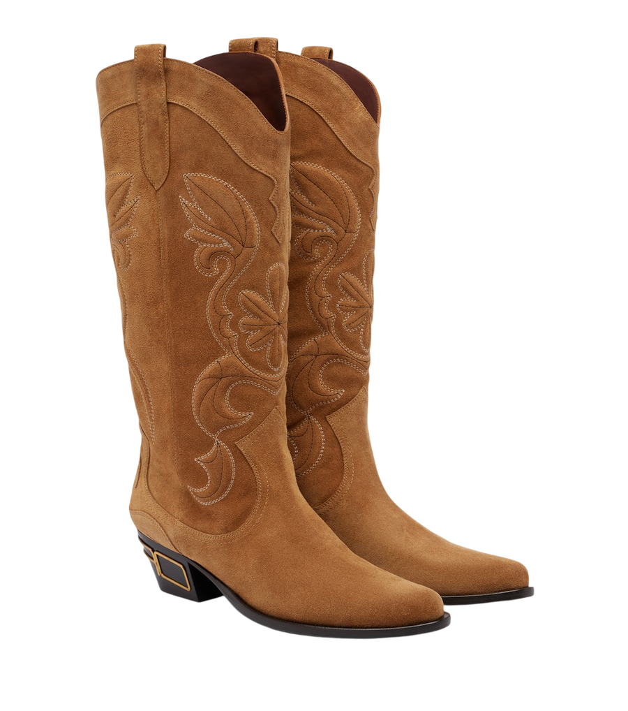Etro Logo suede cowboy boots