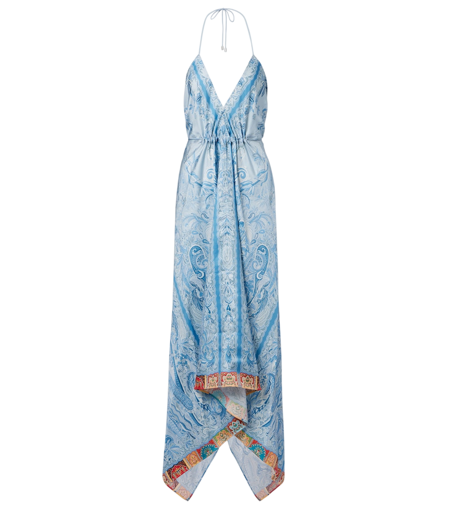 Maxivestido asimétrico de seda con estampado Paisley de Etro