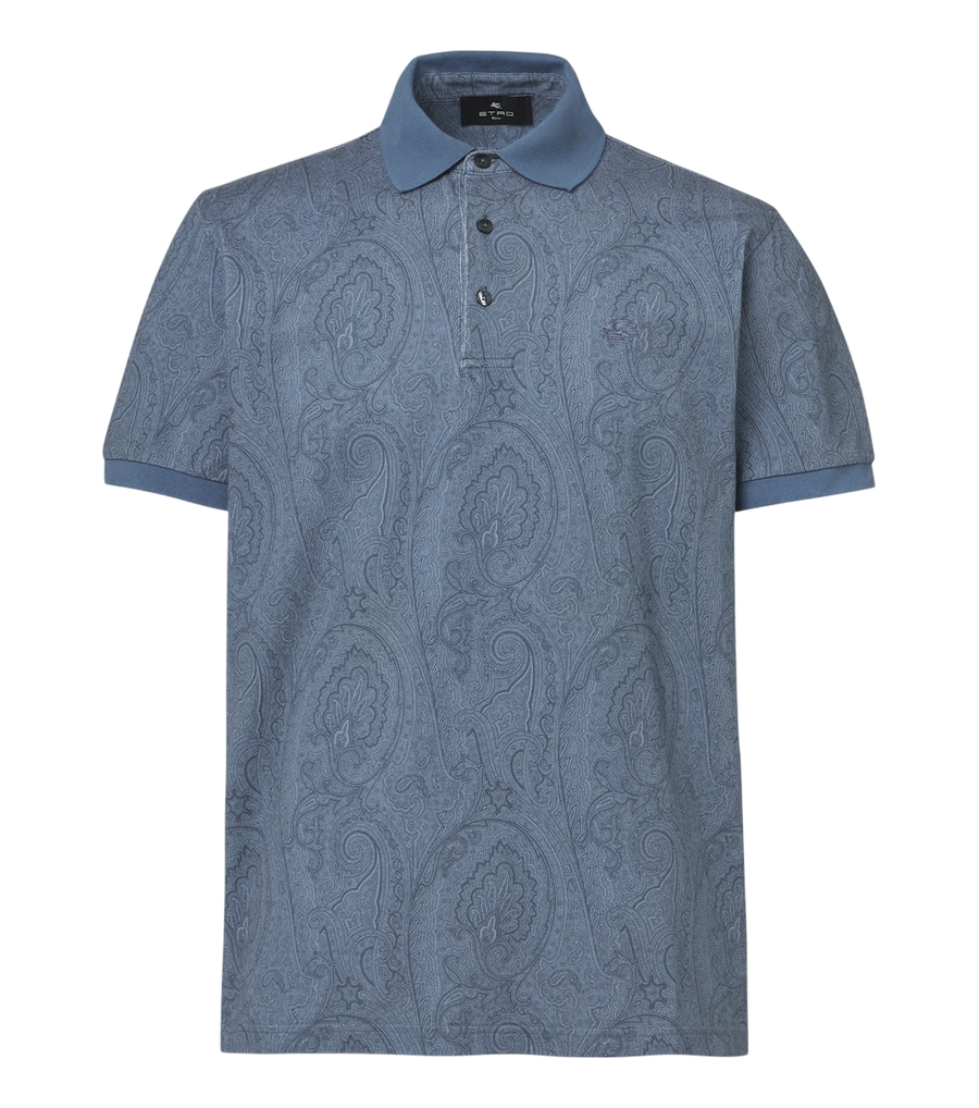 Etro Paisley cotton piqué polo shirt
