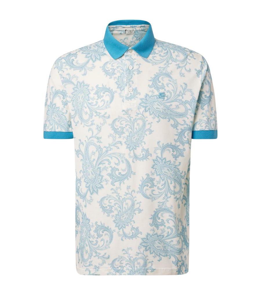 Etro Paisley cotton piqué polo shirt