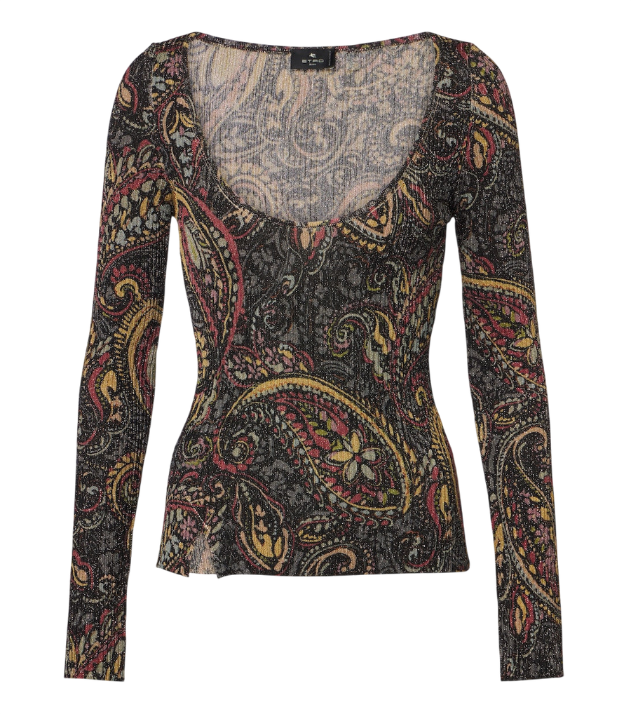 Top de punto acanalado con estampado Paisley de Etro