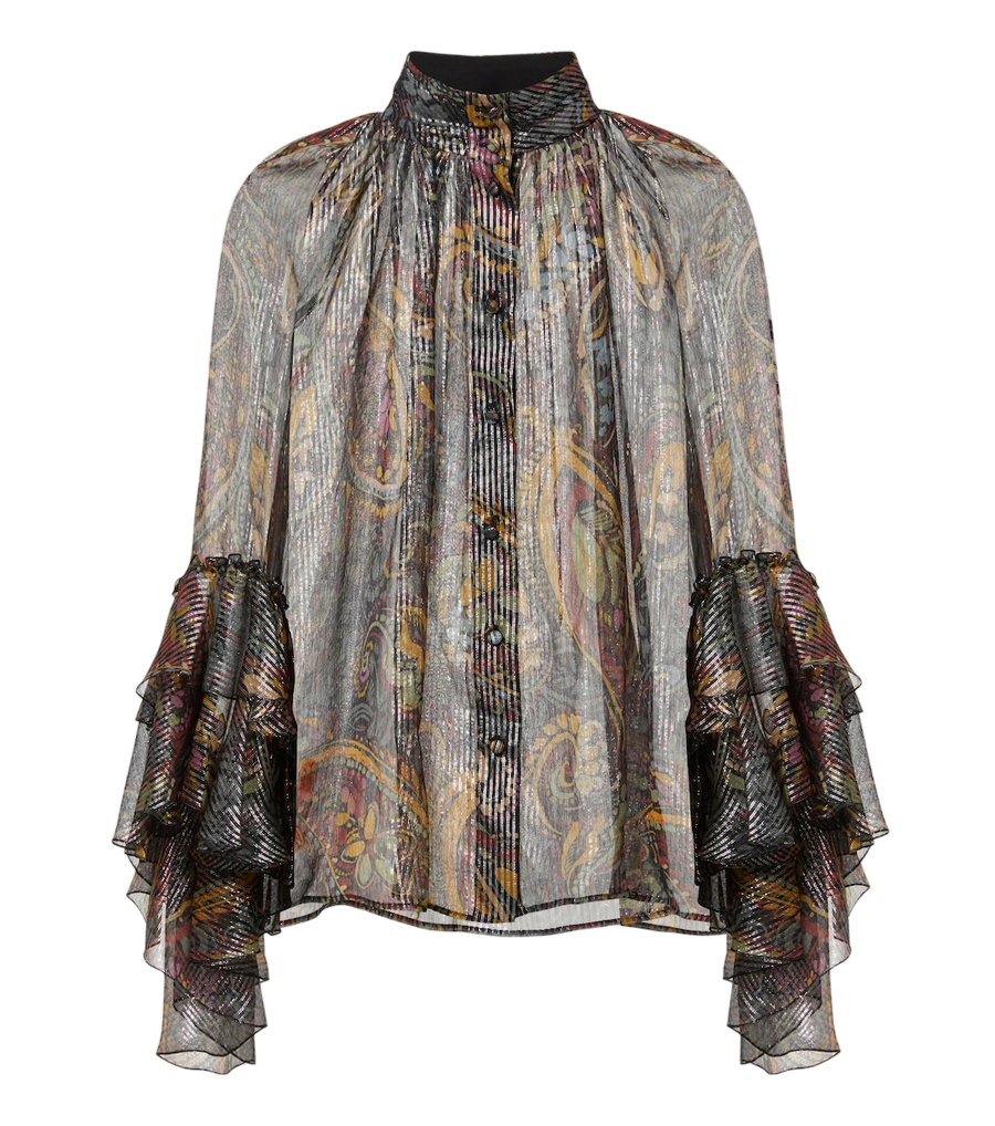 Blusa de mezcla de seda y lamé con estampado Paisley de Etro