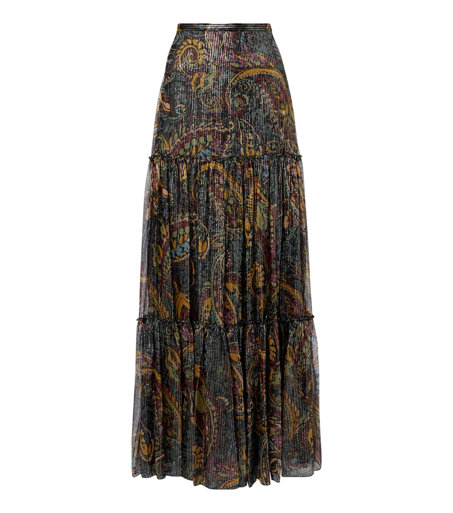 Etro Paisley silk-blend tiered maxi skirt