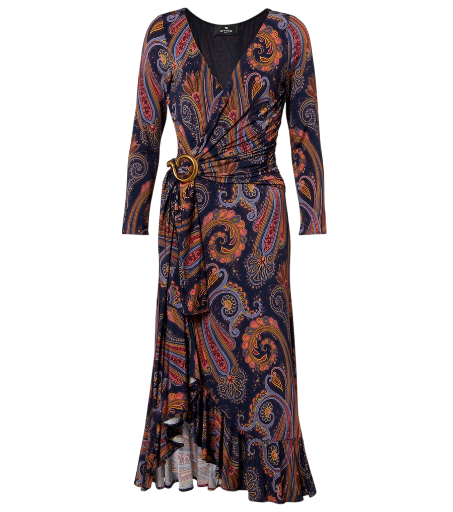 Vestido cruzado Etro con estampado paisley