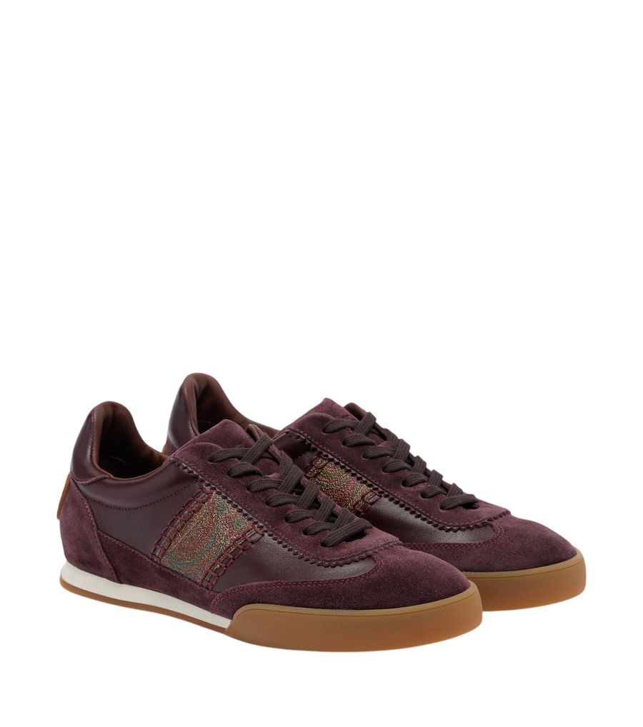 Etro Pegaso suede-trimmed leather sneakers